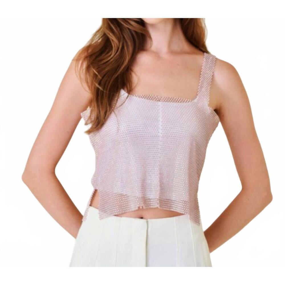 NEW FORE COLLECTION lover mesh crystal tank in pink